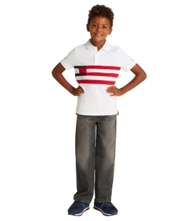 Tommy Hilfiger - Polo Blanco para Niño - Flag