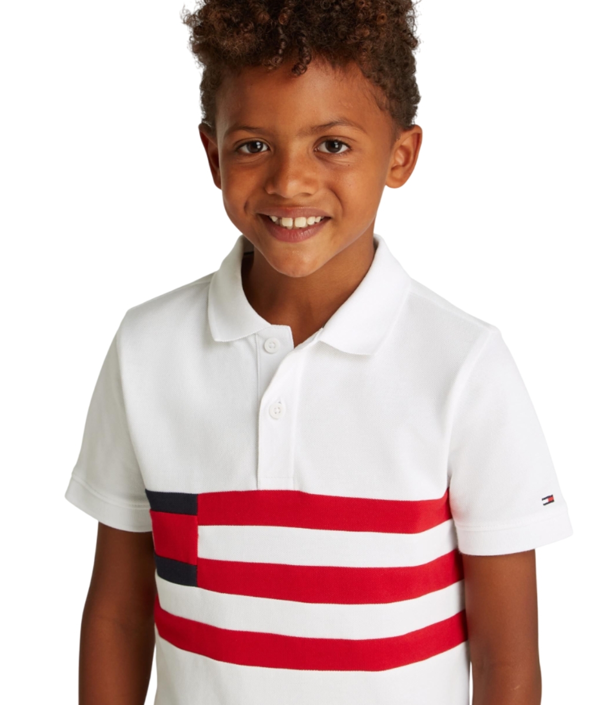 Tommy Hilfiger - Polo Blanco para Niño - Flag