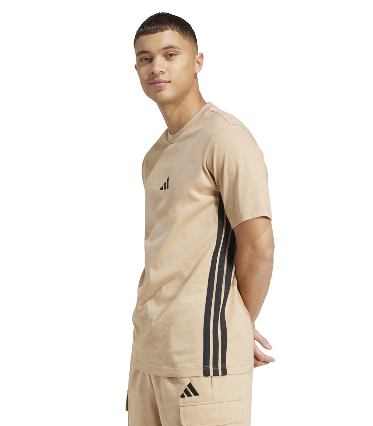 Adidas - Camiseta Marrón para Hombre - Essentials 3 Stripes
