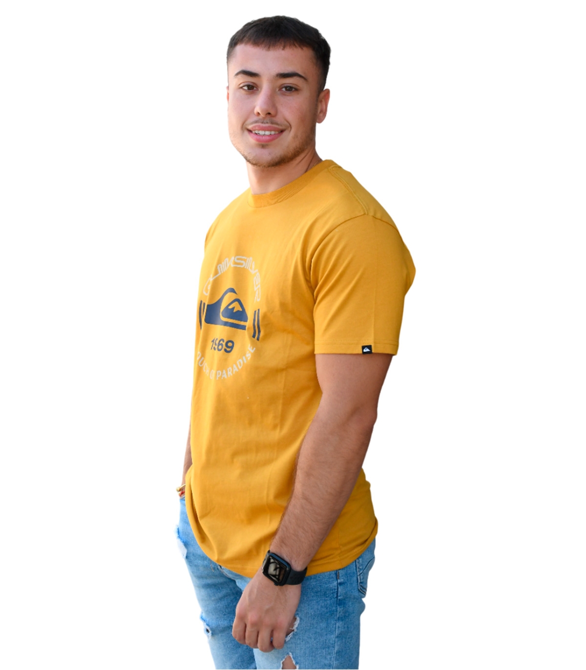 Quiksilver - Camiseta Amarilla para Hombre - Circle Logo