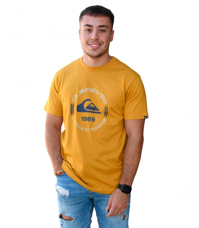 Quiksilver - Camiseta Amarilla para Hombre - Circle Logo