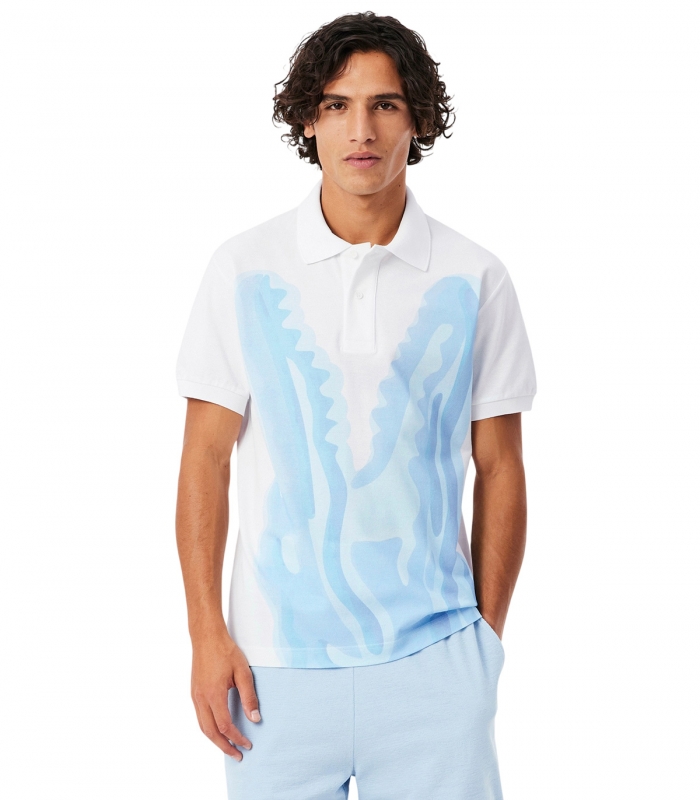 Lacoste - Polo Blanco para Hombre - piqué estampado de corte