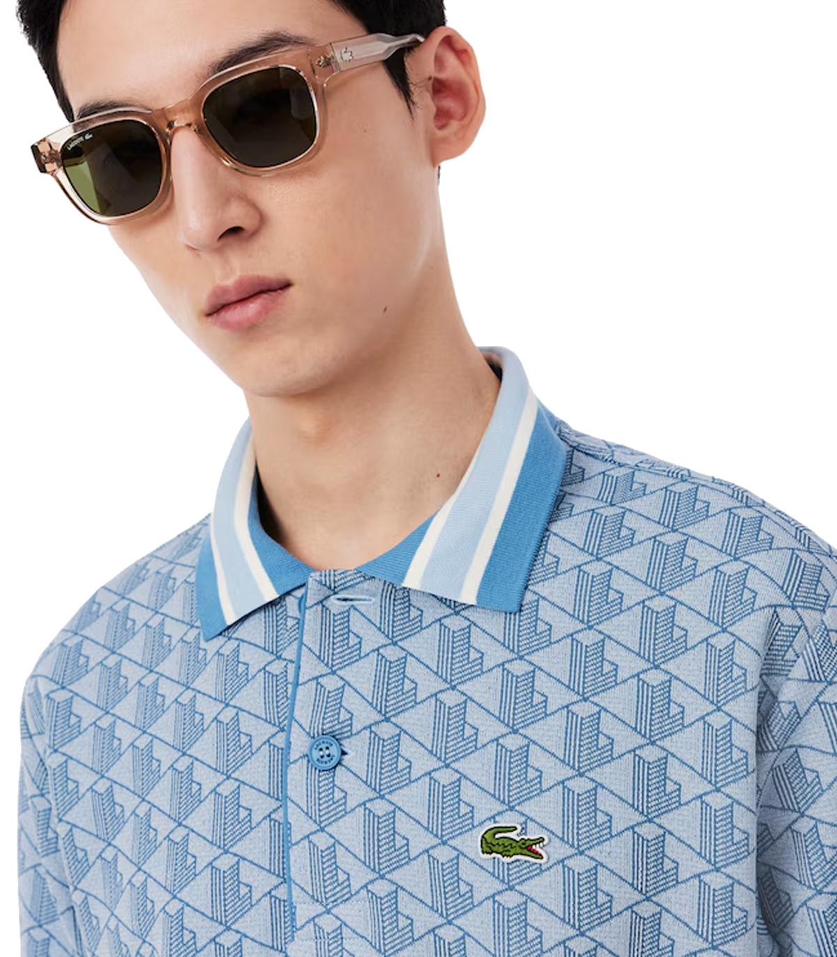 Lacoste - Polo Azul para Hombre - Classic Fit Monogram Jacquard