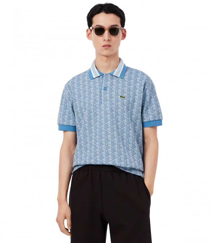 Lacoste - Polo Azul para Hombre - Classic Fit Monogram Jacquard