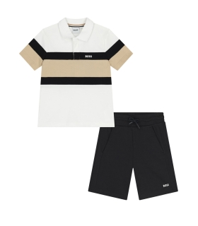 Boss - Conjunto para Niños - Boys White & Black Logo Shorts Set