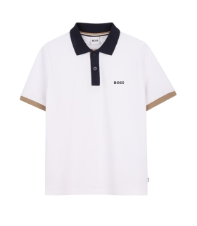 Boss - Polo Blanco para Bebés - manga corta con dibujo frontal