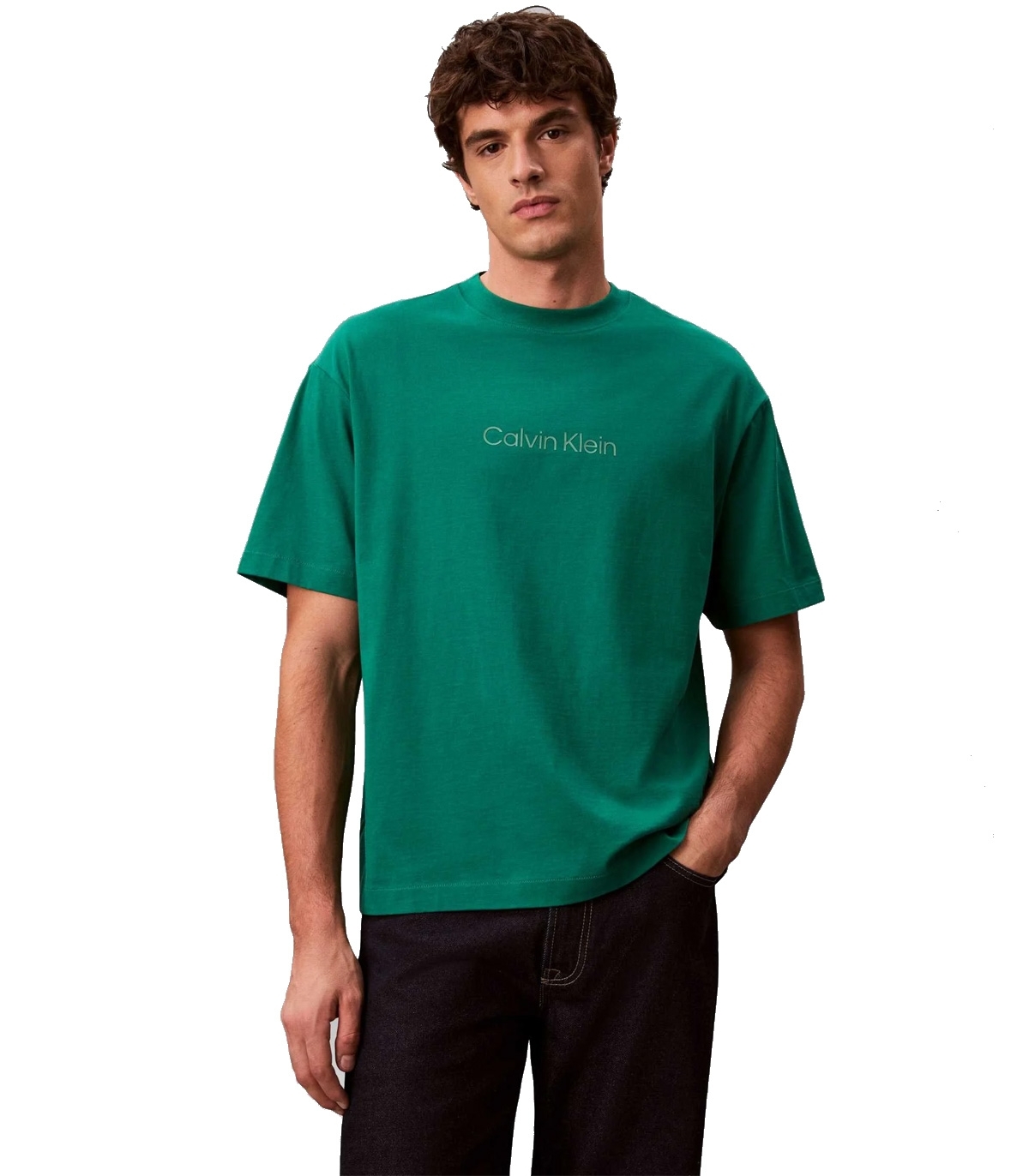 Calvin Klein - Camiseta Verde para Hombre - SS RLXD STNDRD LOGO