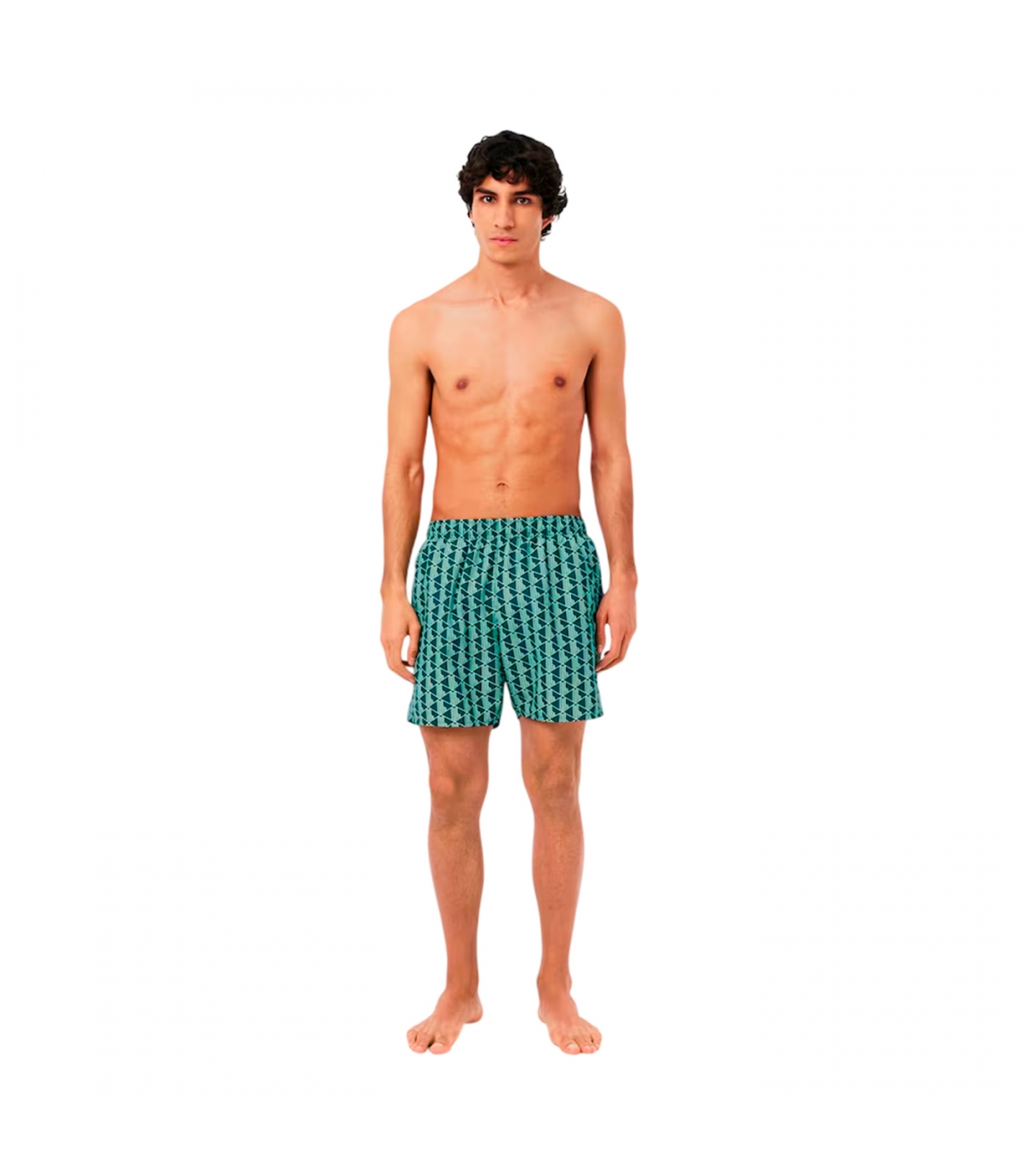 Lacoste - Bañador Verde y Blanco Para Hombres