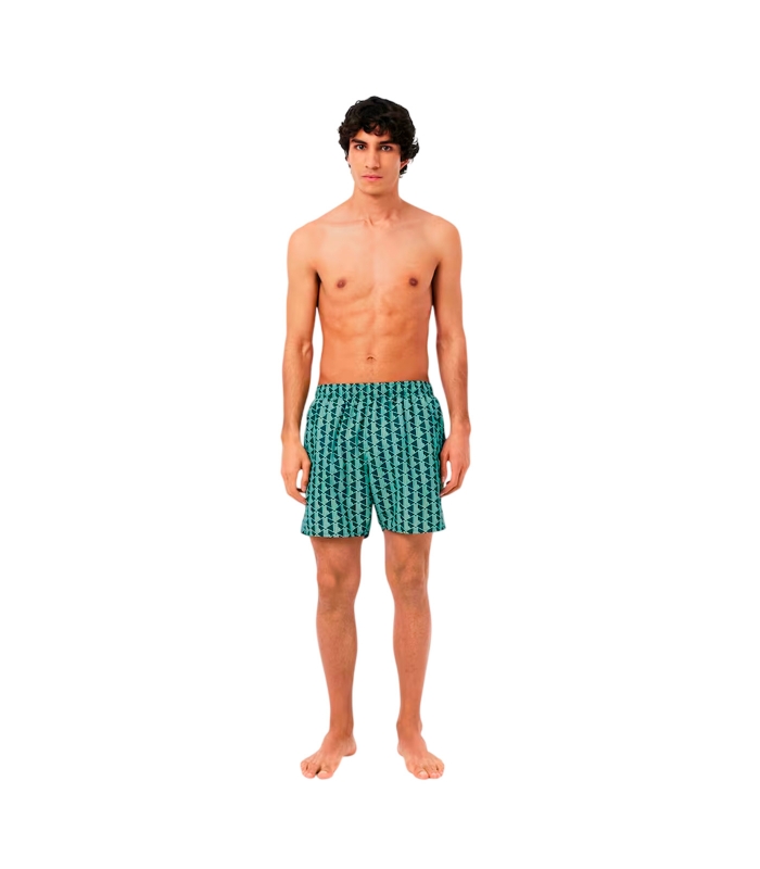 Lacoste - Bañador Verde y Blanco Para Hombres