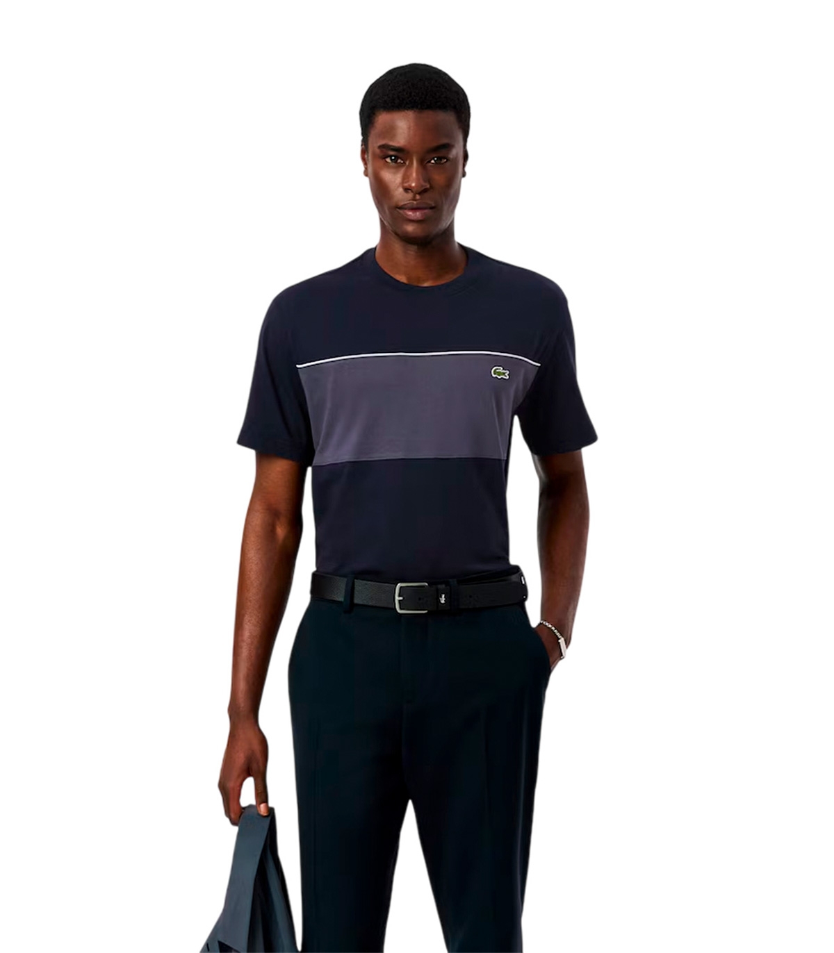 Lacoste - Camisa Gris y Negra Para Hombre