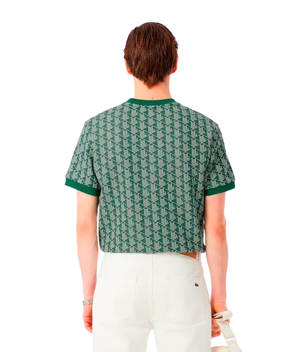 Lacoste - Camiseta Verde con Estampados Blancos para Hombre