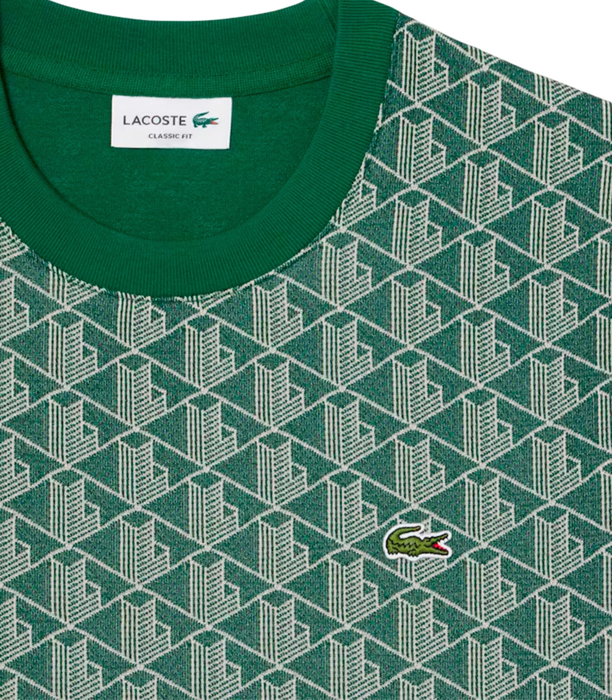 Lacoste - Camiseta Verde con Estampados Blancos para Hombre