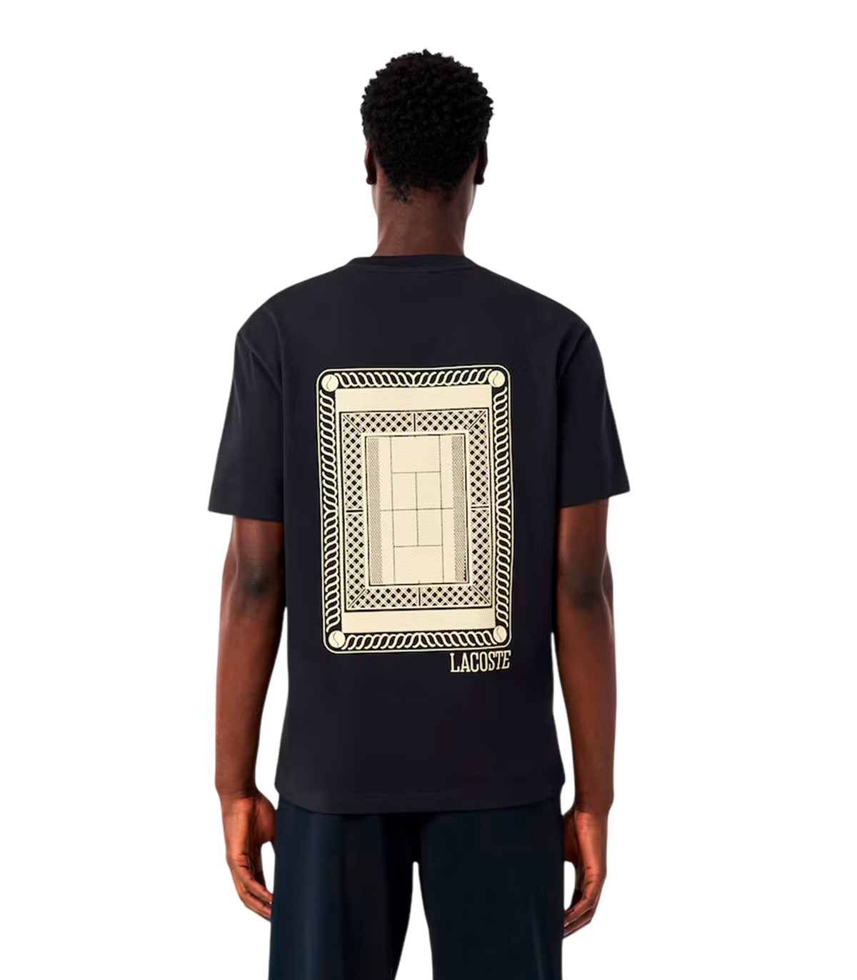 Lacoste - Camiseta Negra Con Estampado para Hombre