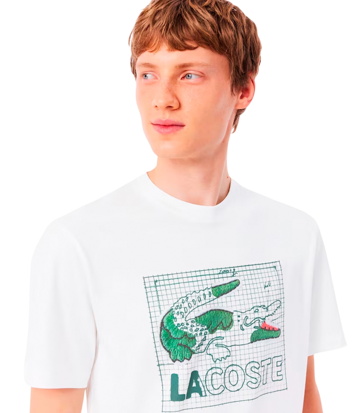 Lacoste - Camiseta Blanca Para Hombres con Estampado