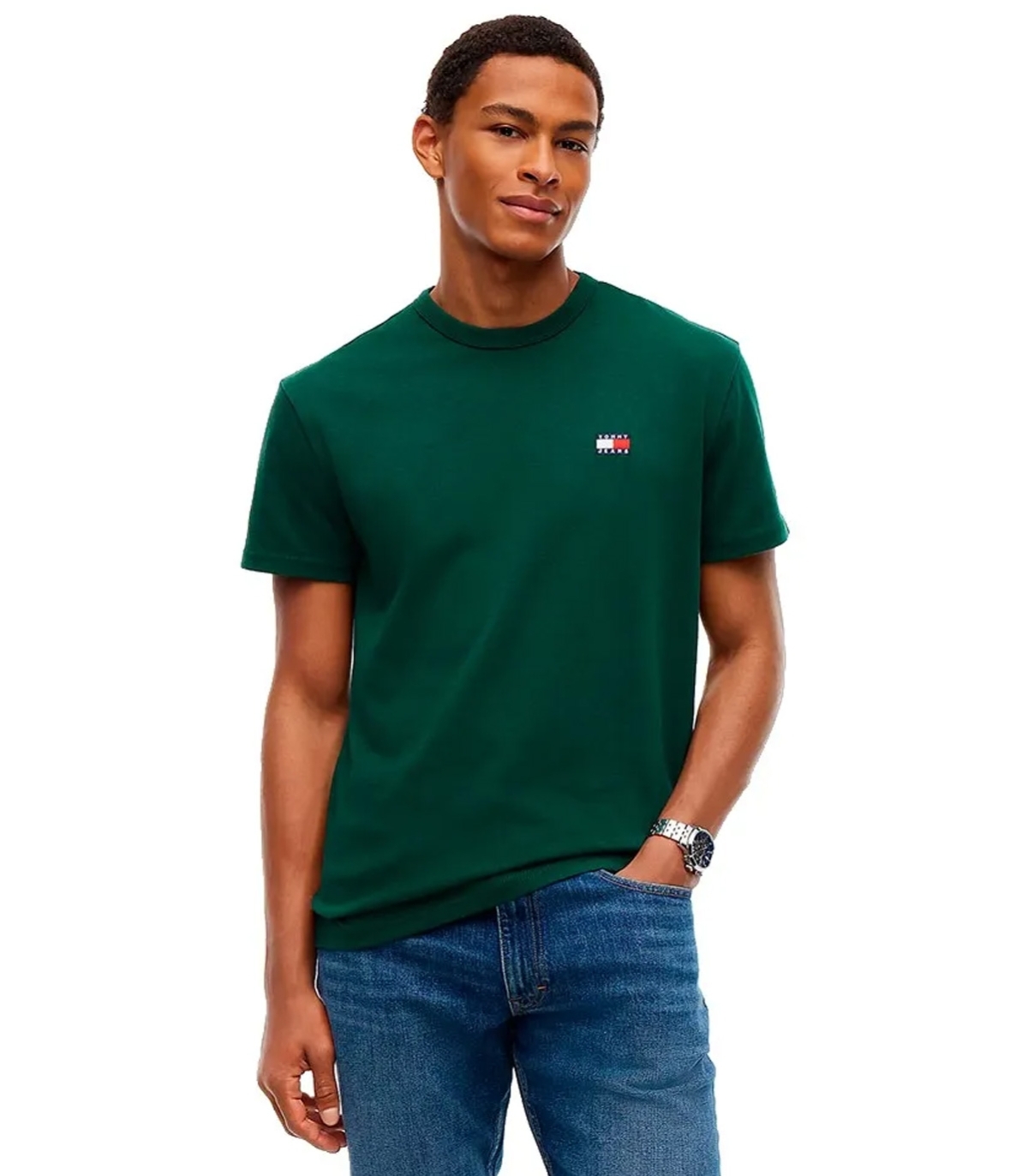 Tommy Jeans - Camiseta Verde para Hombre - BADGE