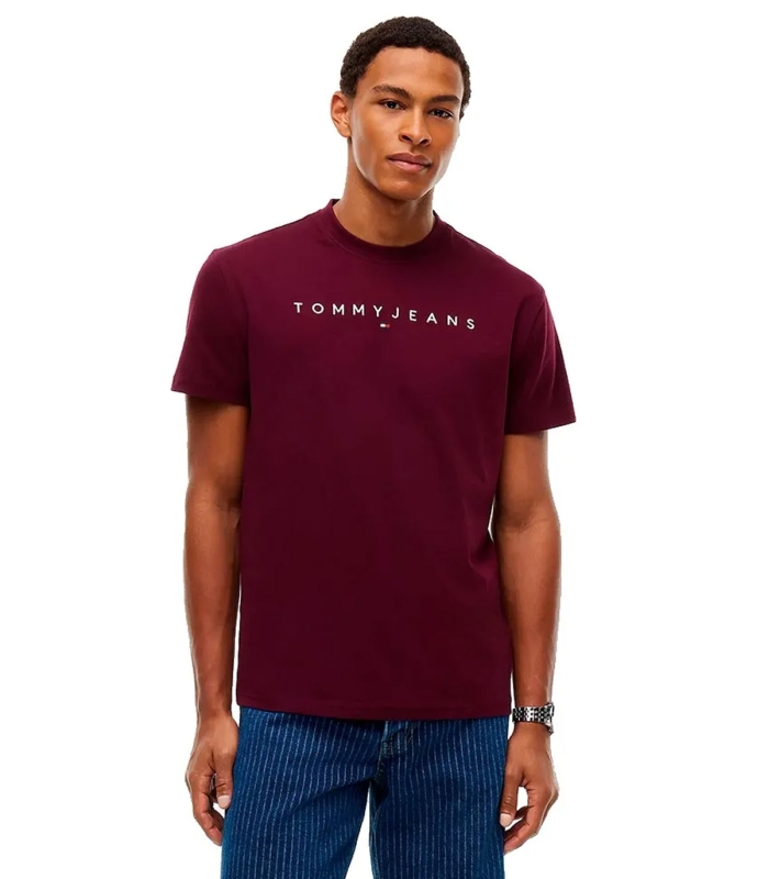Tommy Jeans - Camiseta Burdeo para Hombre - LINEAR