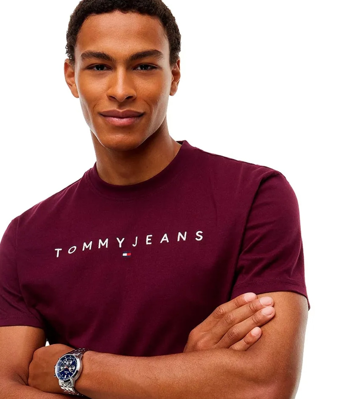Tommy Jeans - Camiseta Burdeo para Hombre - LINEAR